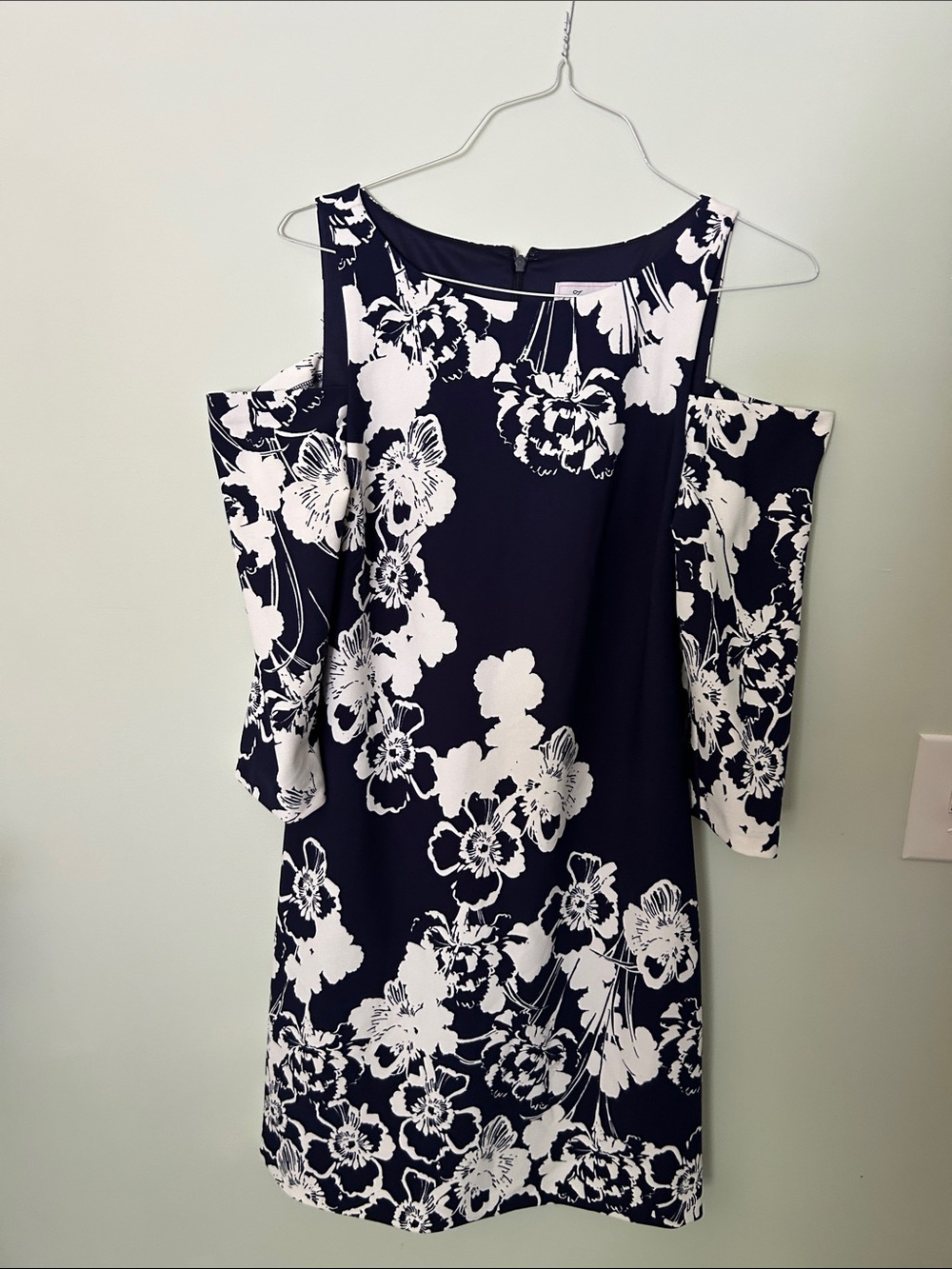 Jessica Navy and White Floral Cold-Shoulder Mini Dress